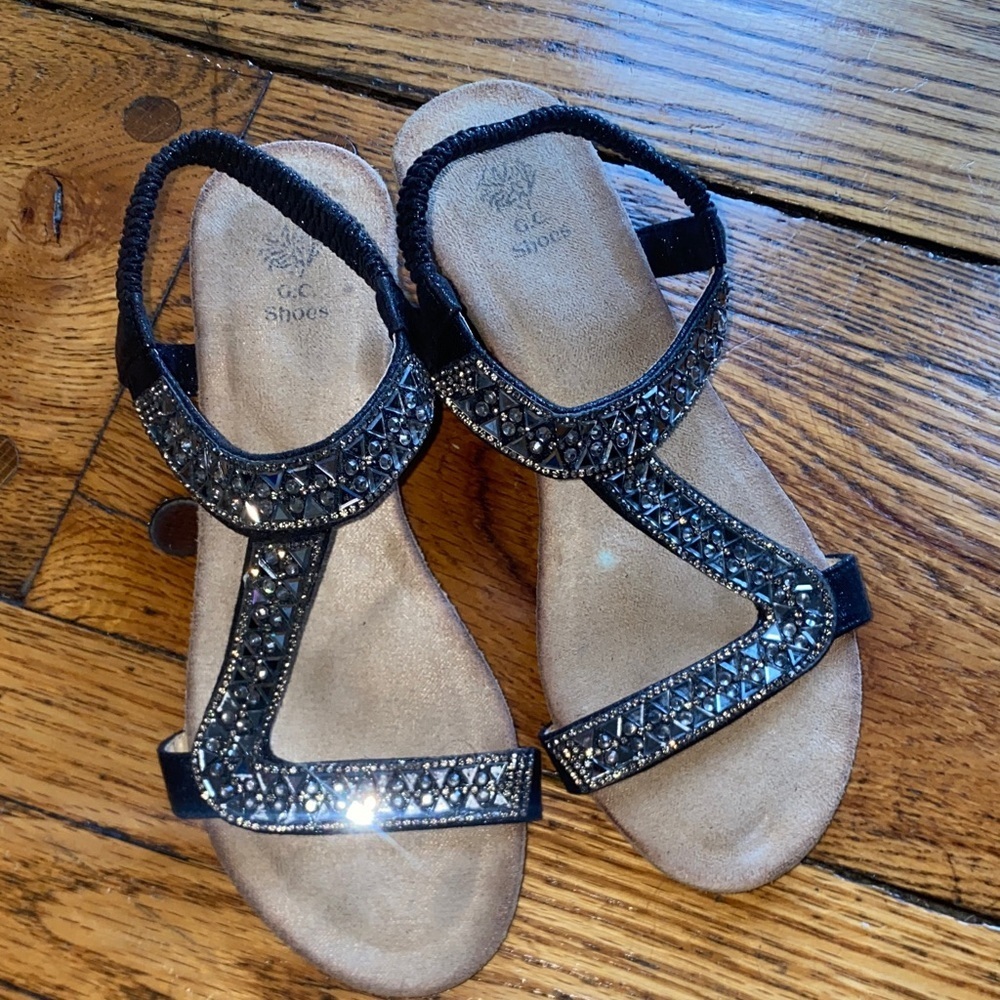 Black Beaded Sandals
